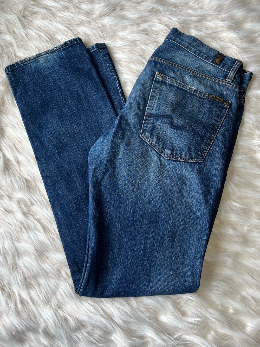 7 For All Mankind Jeans Men's 34x34 Mid Rise Slim Fit Medium Wash